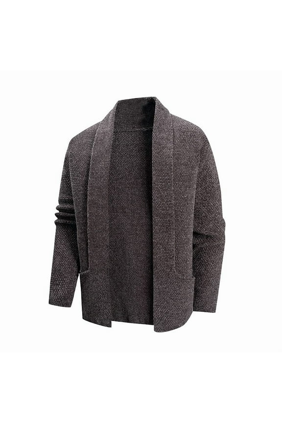 Mens Cardigan Sweater Long Sleeve Shawl Collar Knit Open Front Sweaters Casual Comfy Fall Winter Warm Sweaters with Pocket