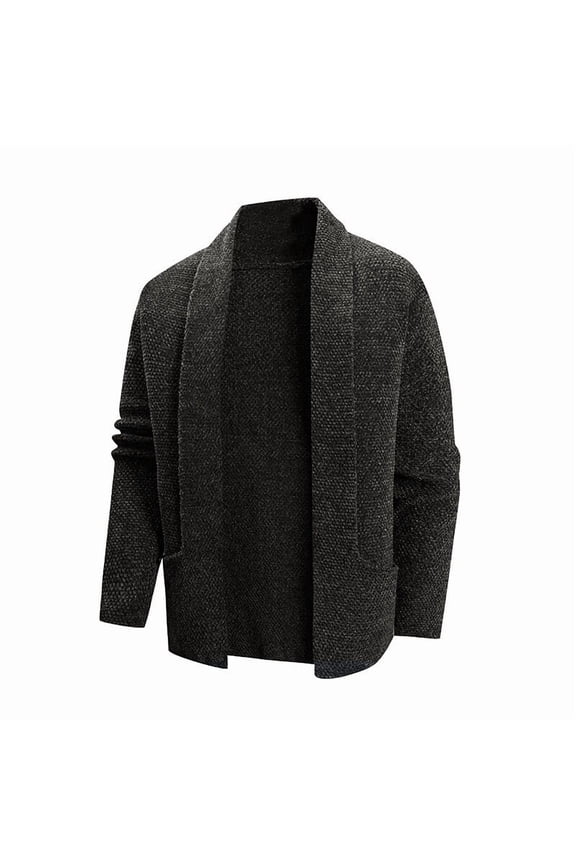 Mens Cardigan Sweater Long Sleeve Shawl Collar Knit Open Front Sweaters Casual Comfy Fall Winter Warm Sweaters with Pocket