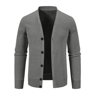 Mens Cardigan Sweater Long Sleeve V-Neck Knitted Sweaters