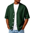 thumbnail image 1 of Mens Cardigan Sweater Textured Waffle Knit Short Sleeve Cardigan Open Front Lightweight Casual Button Down Cardigan Wine XL, 1 of 5