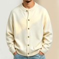 thumbnail image 1 of Mens Cardigan Sweaters Crew Neck Button Front Soft Knit Pullover Drop Shoulder Long Sleeve Loose Fit Casual Outerwear Tops, 1 of 6