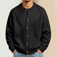 thumbnail image 1 of Mens Cardigan Sweaters Crew Neck Button Front Soft Knit Pullover Drop Shoulder Long Sleeve Loose Fit Casual Outerwear Tops, 1 of 6