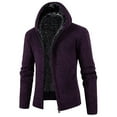 thumbnail image 1 of Mens Cardigan Sweaters Fleece Thick Zip Up Hooded Knit Mens Workout Jacket,Purple,XL, 1 of 3