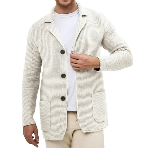 Mens Cardigan Sweaters, Men's Fleece Jackets Button Down Lightweight Sherpa Jacket Casual Soft Lapel Warm Coats with Pockets S-3XL