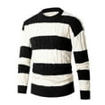 thumbnail image 1 of Mens Cardigan Sweaters New Round Neck Color Blocked Striped Knitted Bottom Mens Workout Jacket,Black,L, 1 of 2