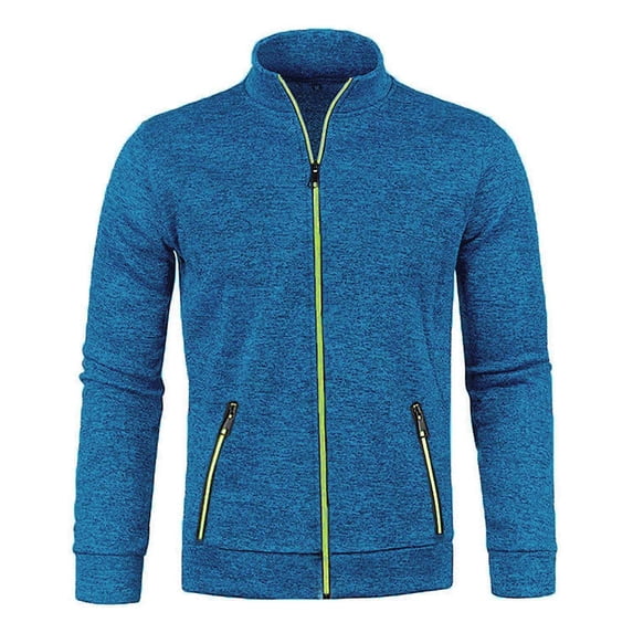 Mens Cardigan Sweaters With Pockets Autumn Winter Full Zip Fleece Lined Knit Sweater Jacket Stand Collar Long Sleeve Casual Lightweight Fleece Lined Cardigan With Zipper M Blue