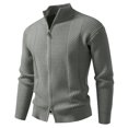 thumbnail image 1 of Mens Cardigan Sweaters Ribbed Textured Knit Stand Collar Long Sleeve Mens Warm Sweaters,Green,2XL, 1 of 4