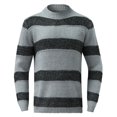 thumbnail image 1 of Mens Cardigan Sweaters Striped Knitted Round Neck Loose Fit Mens Warm Jackets,Grey,XL, 1 of 6