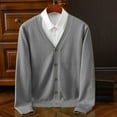 thumbnail image 1 of Mens Cardigan Sweaters V Neck Button Down Long Sleeve Casual Cardigan Slim Fit Knit Sweater With Pockets (L, Dark Gray), 1 of 5