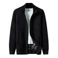 thumbnail image 1 of Mens Cardigan Sweaters Zipper Solid Color Pockets High Neck Thickened Knit Mens Outdoor Clothing,Black,L, 1 of 8