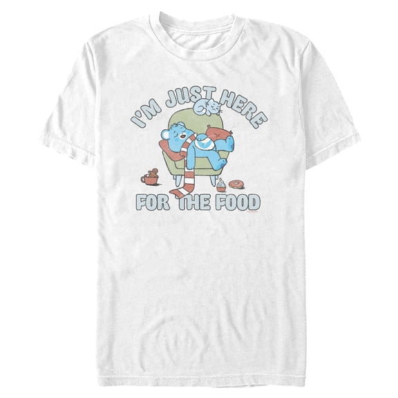 Mens Care Bears Bedtime Bear Just Here for the Food T Shirt