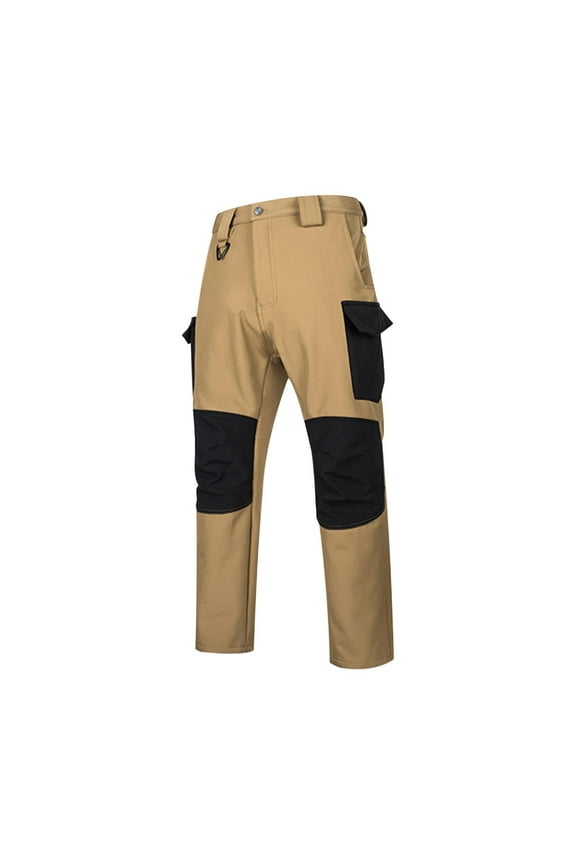 Mens Cargo Athletic Lounge Pants with Mutil Pockets，Mens Windproof Rainproof Multi-Functional Cargo Pants Color Block Trousers Gym Traning Track Joggers Pants