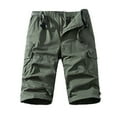 thumbnail image 1 of Mens Cargo Bermuda Shorts Plus Size Baggy Elastic Waist Multi-Pocket Athletic Shorts Hiking Workout Army Green M, 1 of 4