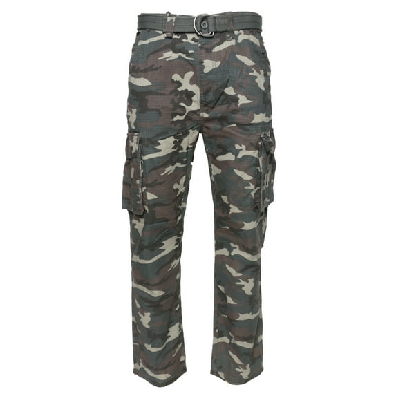 Mens Cargo Camo Pants Multi Pocket Lightweight Army Regular Fit Camo Green 40x32