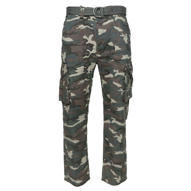 Mens Cargo Camo Pants Multi Pocket Lightweight Army Regular Fit Camo Green  42x30