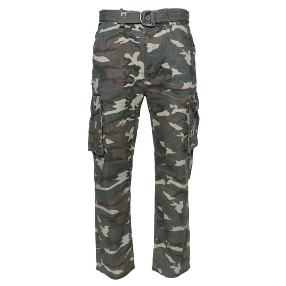 Mens Cargo Camo Pants Multi Pocket Lightweight Army Regular Fit Camo Green 44x30