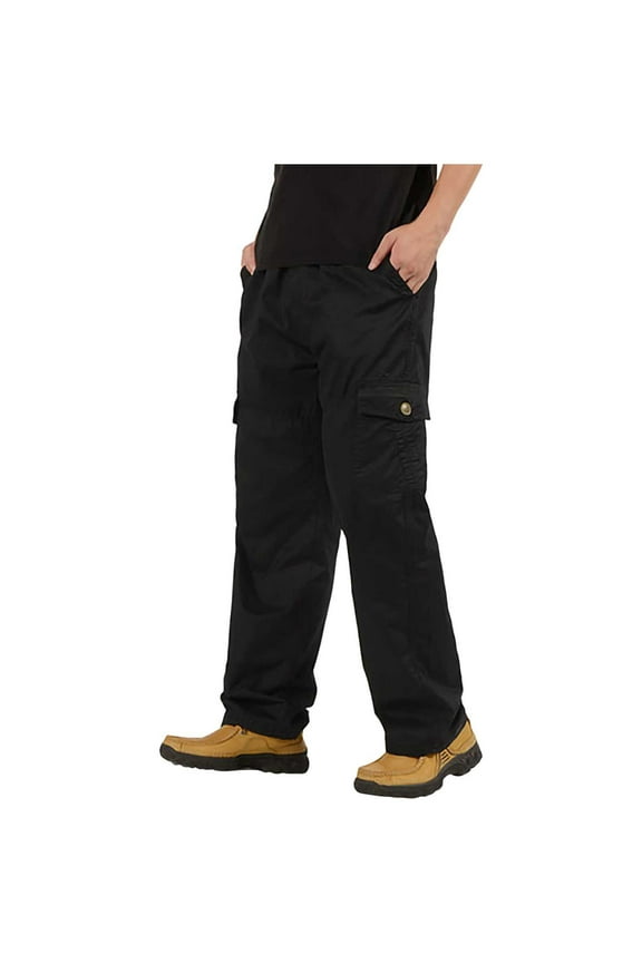 Mens Cargo Hiking Pants, Men's Elastic Waist Work Pants, Male Lightweight Casual Loose Pull On Pull On Work Pants with Pockets