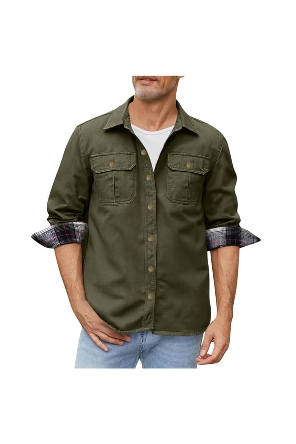 Mens Cargo Jacket Casual Snap Button Safari Jackets Lightweight Windproof Work Coat with Multi Pocket Outdoor Outerwear
