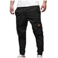 thumbnail image 1 of Mens Cargo Jogger Pants Elastic Drawstring Waist Utility Pockets Work Sweatpants Black 2XL, 1 of 8
