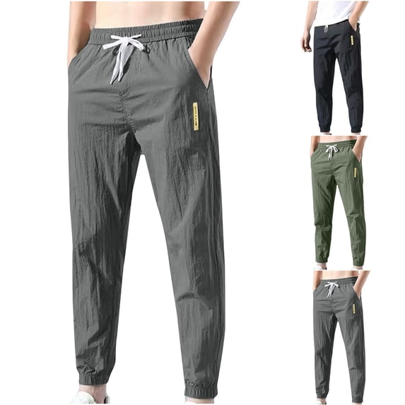 Mens Cargo Jogger Pants Elastic Waist Drawstring Utility Sweatpants Casual Gym Golf Pants Gray S