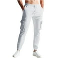 thumbnail image 1 of Mens Cargo Joggers Casual Drawstring Waist Jogging Pants with Pockets Cinched Bottom Fall Long Trousers 2XL, White, 1 of 7