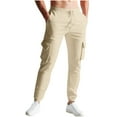 thumbnail image 1 of Mens Cargo Joggers Casual Drawstring Waist Jogging Pants with Pockets Cinched Bottom Fall Long Trousers M, Beige, 1 of 7