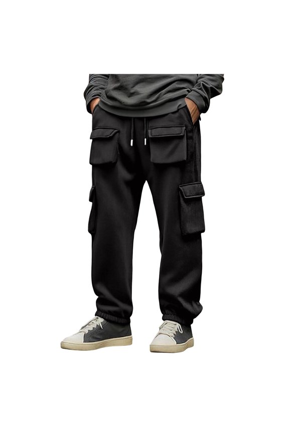 Mens Cargo Joggers Pants Multi Pockets Lightweight Athletic Elastic Waist Cargo Sweatpants Tapered Workout Pants