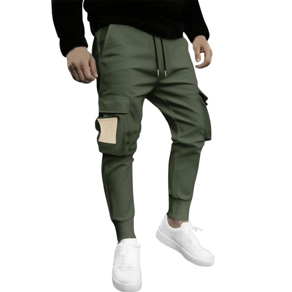 Mens Cargo Joggers Pants Stretch Elastic Waist Drawstring Tapered Sweatpants Workout Hiking Athletic Pants Multi Pockets