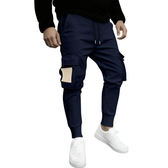 Mens Cargo Joggers Pants Stretch Elastic Waist Drawstring Tapered Sweatpants Workout Hiking Athletic Pants Multi Pockets