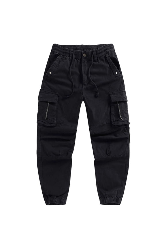 Mens Cargo Joggers Slim Fit Work Pants With Belt Loops Elastic Waist Zipper Pockets Drawstring Tactical Hiking Pants