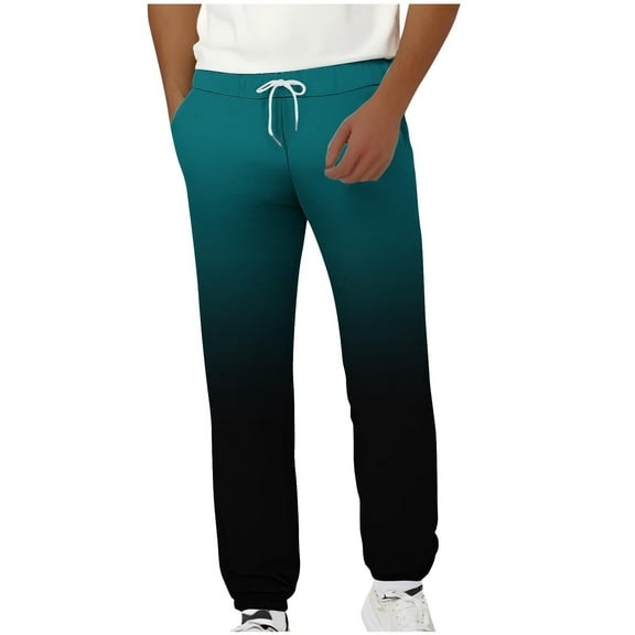 Mens Cargo Joggers Sports Pants Elastic Waist Long Pants Black