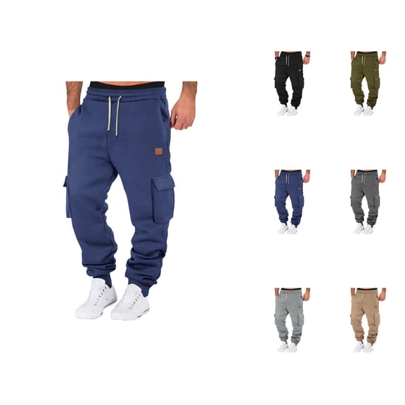 Mens Cargo Joggers Sweatpants 2026 Fall Winter Casual Drawstring Elastic Waist Cargo Joggers with Pockets Trousers