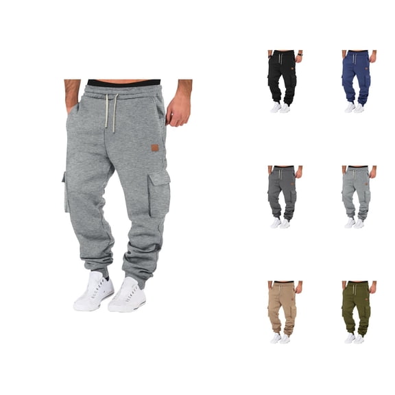 Mens Cargo Joggers Sweatpants 2026 Fall Winter Casual Drawstring Elastic Waist Cargo Jogging Sweatpants with Pockets Trousers