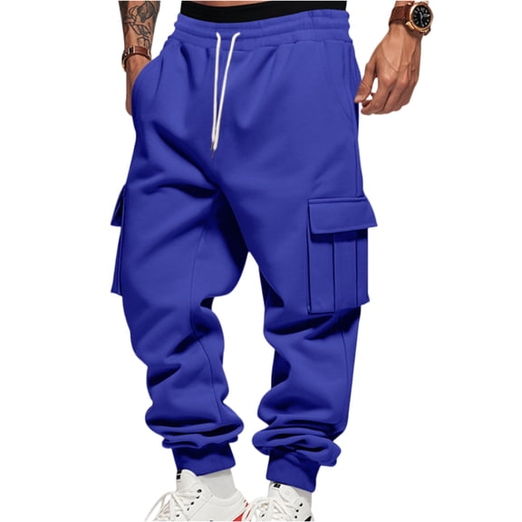 Mens Cargo Joggers and Baggy Sweatpants Men with Large Cargo Pockets Adjustable Waistband Relaxed Fit Athletic Pants for Men