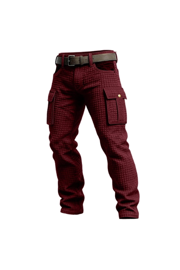 Mens Cargo Military Pants Water Resistant Elastic Waist Cargo Pants with Multi Pockets Big and Tall Pants Rip Stop Lightweight Outdoor Trousers,Red 2XL