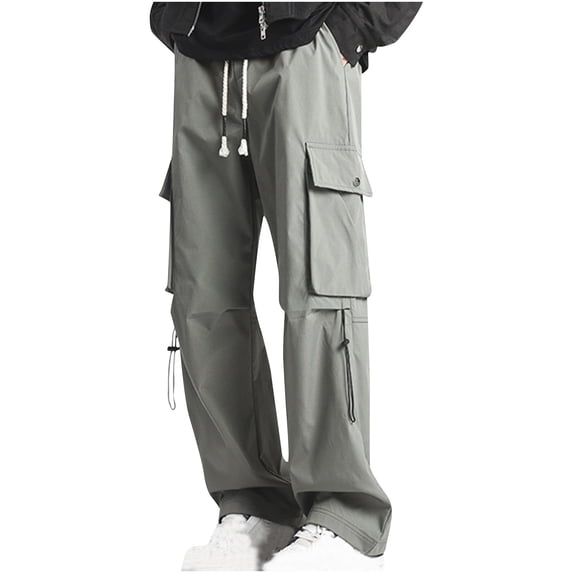 ZQUUVOU Mens Cargo Pant Drawstring Solid Casual Elastic Waist Pocket Cargo Pantsdrawstring Solid Casual Pocket Cargo Pants Olive Green
