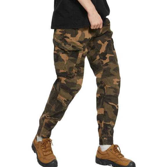 Mens Cargo Pants Big and Tall Camouflage Cargo Pants Multi Pockets Straight Leg Lightweight Military Style Casual Brown XXXXL