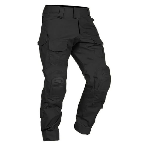 Mens Cargo Pants Big and Tall Camouflage Tactical Pants Knee Pads Outdoor Camping Training Instructor Lightweight Durable Black 30