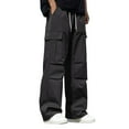 thumbnail image 1 of Mens Cargo Pants Big and Tall Casual Work Pants Outdoor Athletic Street Style Loose Lightweight Spring Fall Trousers Black L, 1 of 9