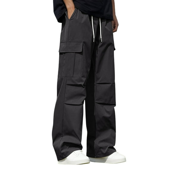 Mens Cargo Pants Big and Tall Casual Work Pants Outdoor Athletic Street Style Loose Lightweight Spring Fall Trousers Black L