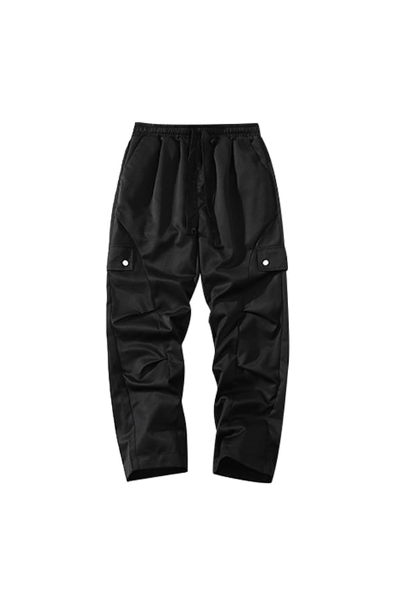 Mens Cargo Pants Big and Tall Outdoor Casual Pants Mountain Style High Street Urban Water Resistant Straight Leg Lightweight Black M