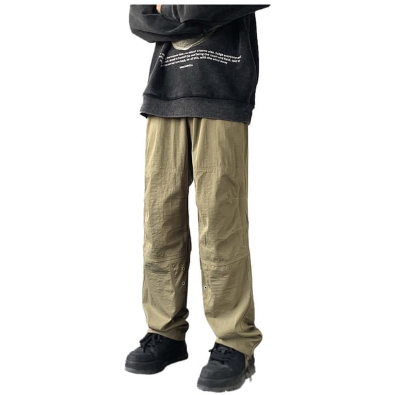 Mens Cargo Pants Big and Tall Thin Tapered Hiking Pants Spring Waterproof Windproof Soft Shell Stretch Breathable Multi Pocket Outdoor Casual Khaki L