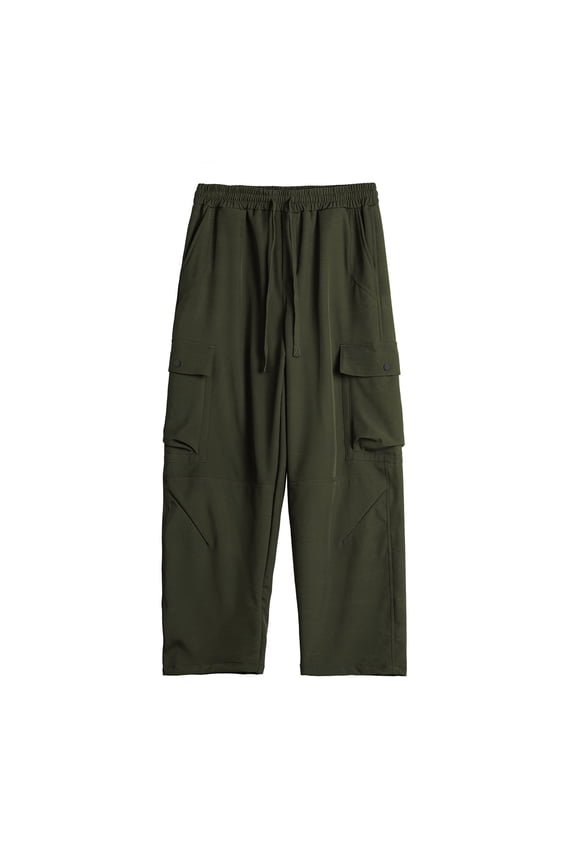 Mens Cargo Pants Casual Baggy Drawstring Loose Fit Outdoor Athletic Gym Sweatpants with Multi Pockets (3XL, Army Green)