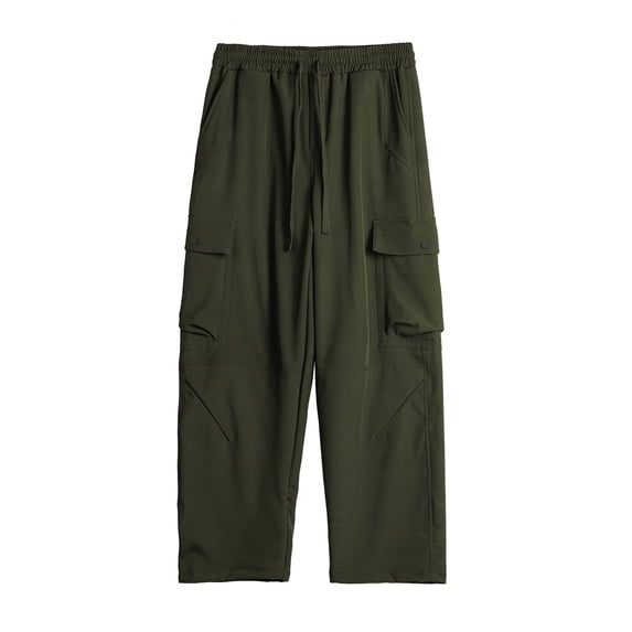 Mens Cargo Pants Casual Baggy Drawstring Loose Fit Outdoor Athletic Gym Sweatpants with Multi Pockets (L, Black)