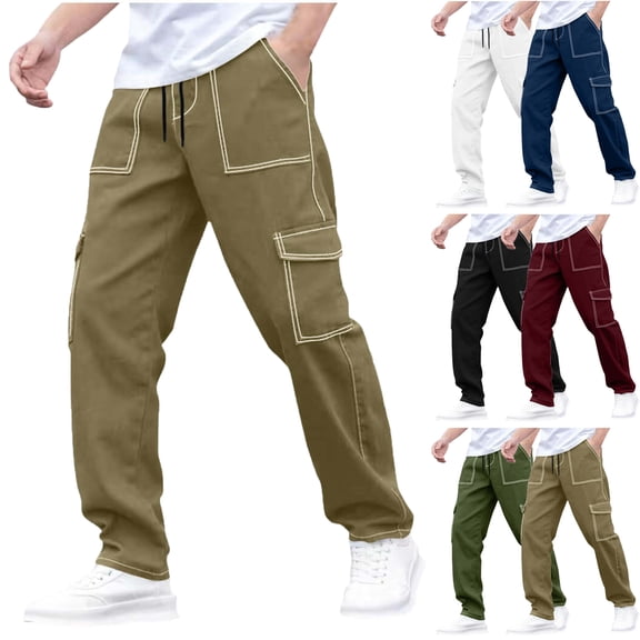 Lenago Pants for Men Spring/Summer Mens Work Pants Casual Daily Outdoor Beach Lightweight Breathable Pants Cargo Pants for Men