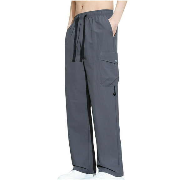 Mens Cargo Pants Casual Daily Outdoor Beach Lightweight Breathable Pants Sweatpants for Men Dark Gray L