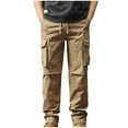 thumbnail image 1 of Mens Cargo Pants Casual Fashion Outdoors Multi-Pocket Solid Color Cargo Full Length Pants Sweatpants for Men Khaki L, 1 of 6