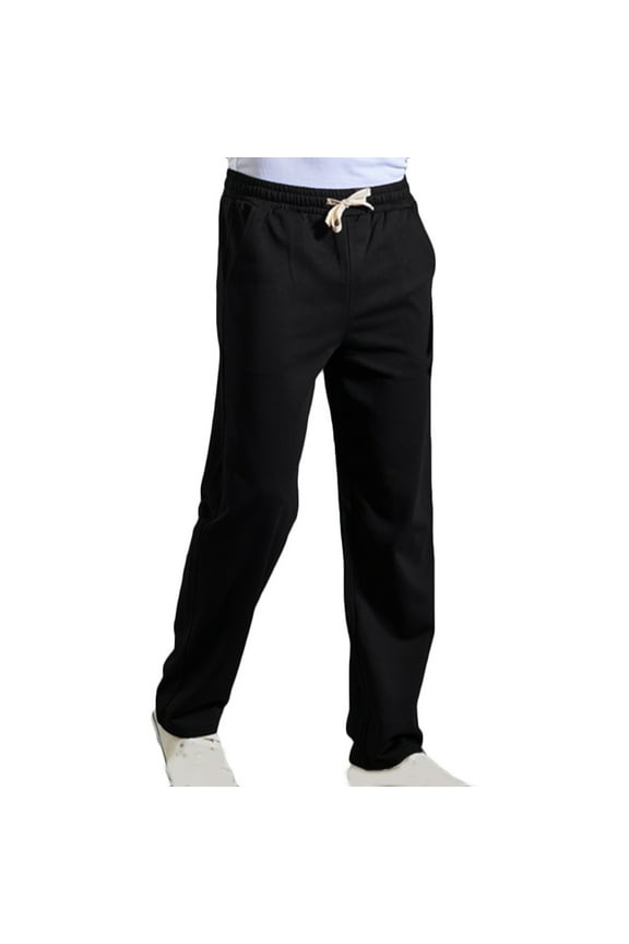 Mens Cargo Pants Casual Fashion Solid Straight Leg Pants Drawstring Elastic Waist Pants Spring/Summer Pants for Men Black L