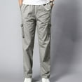 thumbnail image 1 of Mens Cargo Pants Casual Lightweight Elastic Waist Drawstring Tapered Pant Men's Cotton Elastic Waist Blended Breathable Comfortable Soft Beach Casual Trousers Full Length Pants with Pockets, 1 of 5