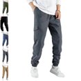 thumbnail image 1 of Mens Cargo Pants Casual Lightweight Elastic Waist Joggers Drawstring Baggy Comfy Workout Hiking Pants Multi Pockets Gray XL, 1 of 9